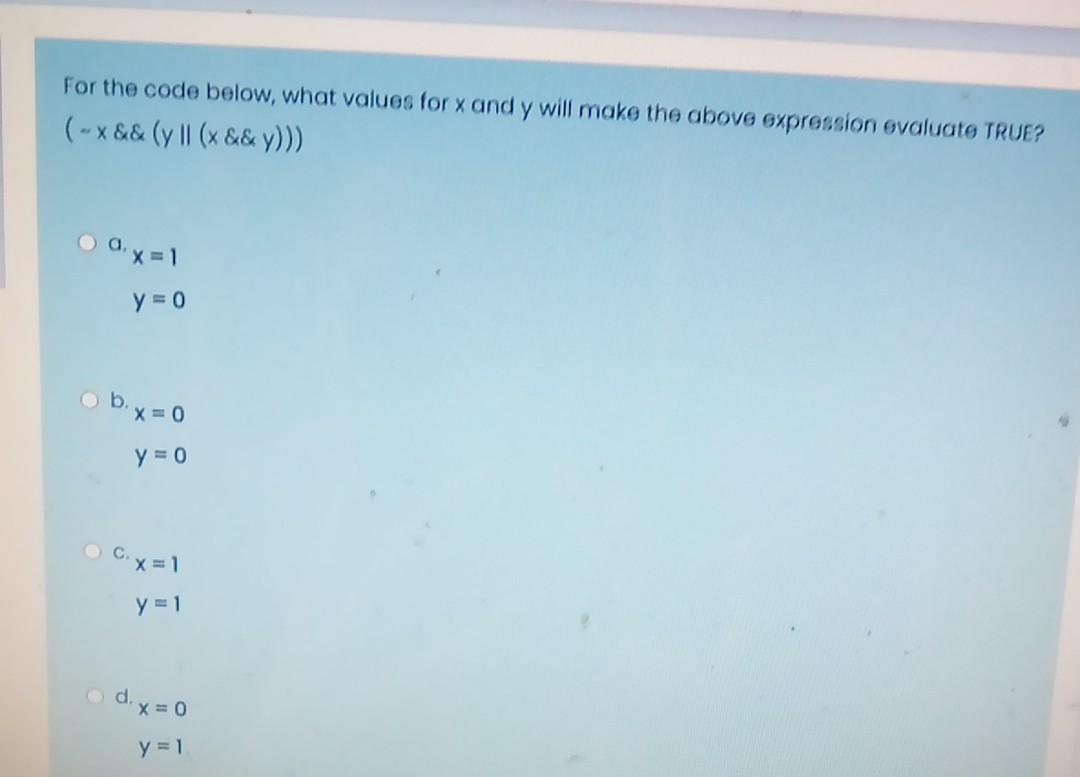 solved-for-the-code-below-what-values-for-x-and-y-will-make-chegg