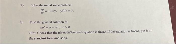 Solved A) In Problems i and ii state whether the given | Chegg.com