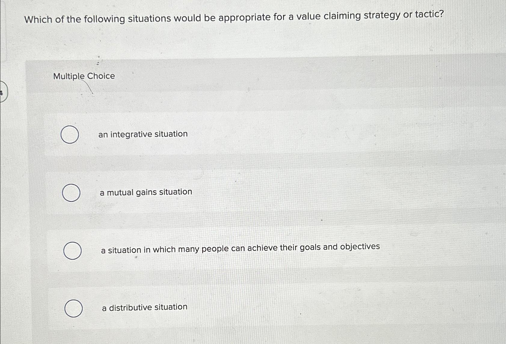 Solved Which of the following situations would be | Chegg.com