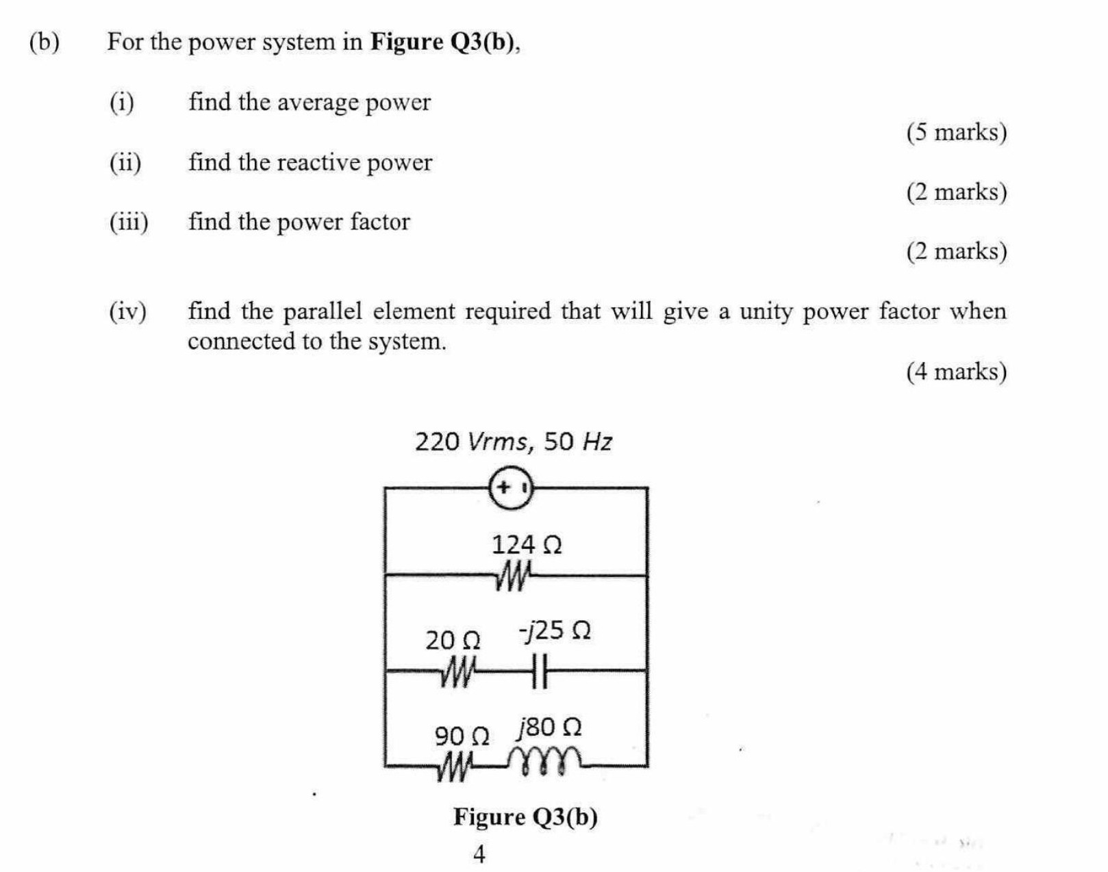 Solved (b) ﻿For the power system in Figure Q3(b),(i) ﻿find | Chegg.com