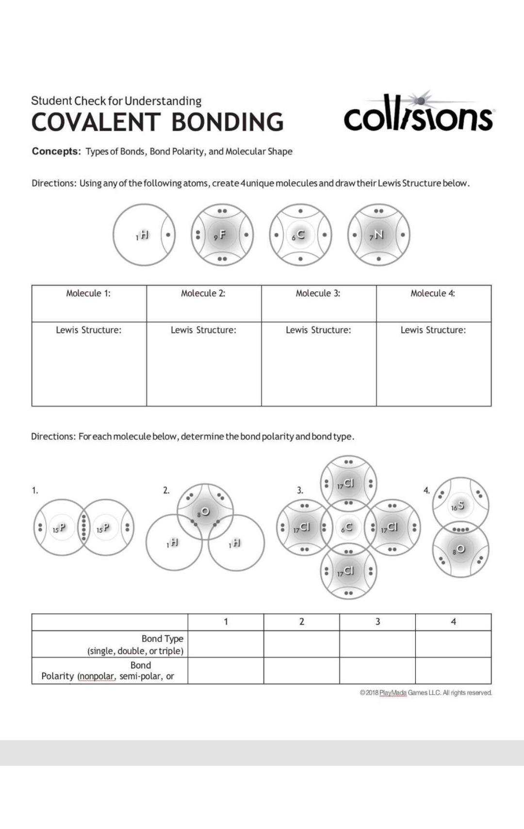 Solved Student Check for Understanding COVALENT BONDING  Chegg.com In Worksheet Polarity Of Bonds Answers