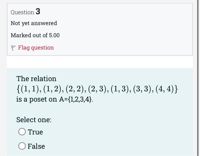 Solved Question 3 Not yet answered Marked out of 5.00 Flag | Chegg.com