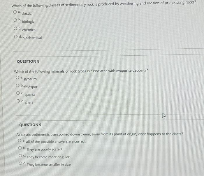 Solved Which of the following classes of sedimentary rock is | Chegg.com