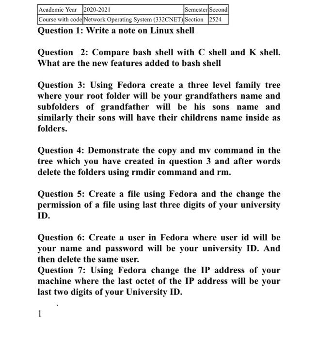 Solved Academic Year 21 Semester Second Course With Chegg Com