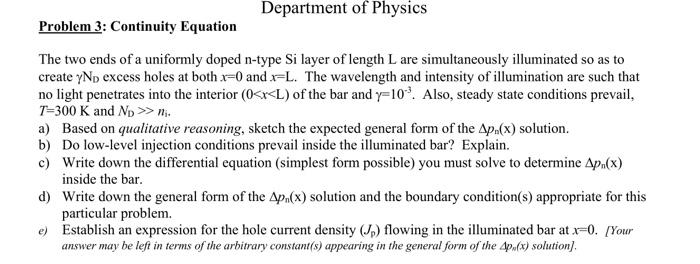 Solved Problem 3: Continuity Equation The two ends of a | Chegg.com