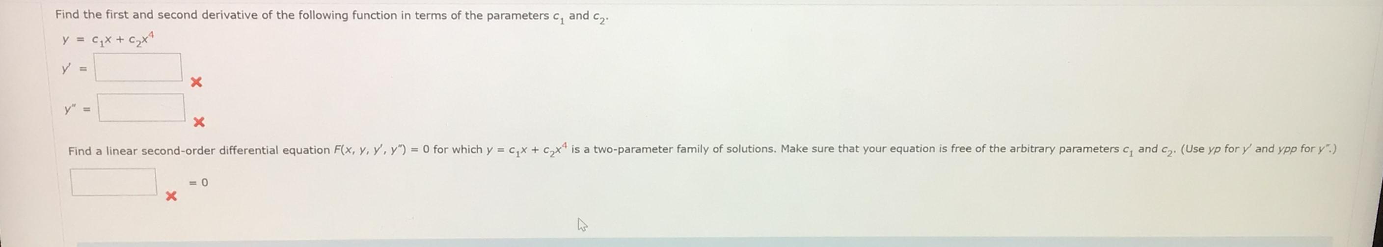 Solved Find the first and second derivative of the following | Chegg.com