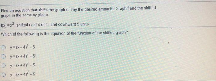 Solved Find an equation that shifts the graph off by the | Chegg.com