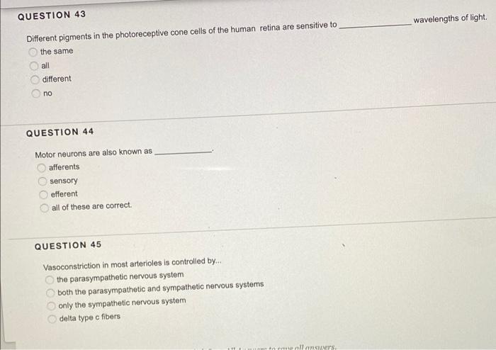 Solved wavelengths of light QUESTION 43 Different pigments | Chegg.com