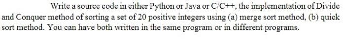 Solved Write a source code in either Python or Java or | Chegg.com