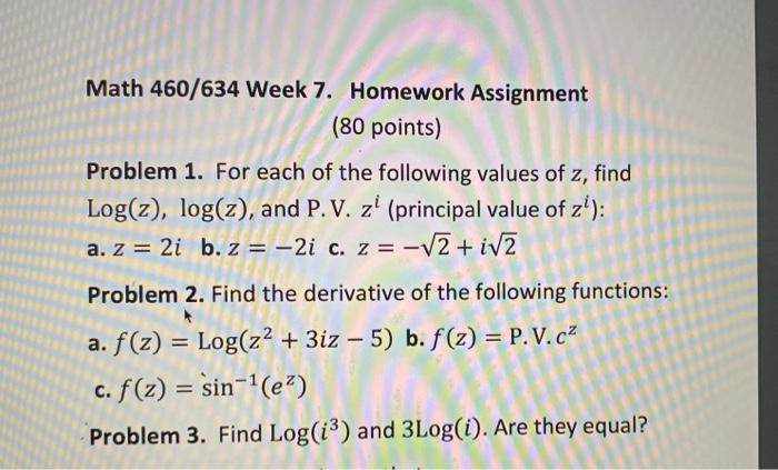 Solved Math 460/634 Week 7. Homework Assignment (80 Points) | Chegg.com