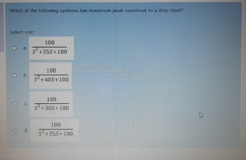 Solved Which of the following systems has maximum peak | Chegg.com