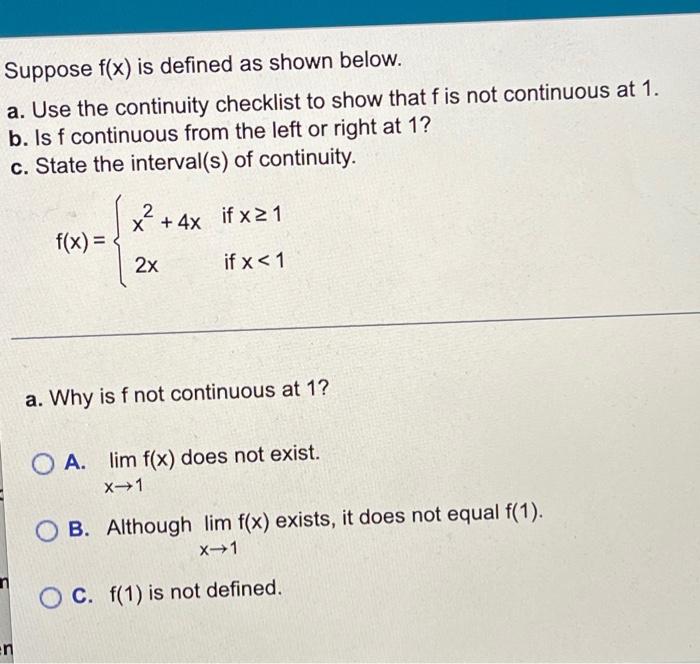 Solved Suppose F X Is Defined As Shown Below A Use The