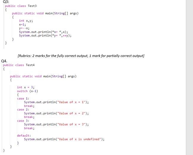 Solved Find the output of the following code blocks: | Chegg.com