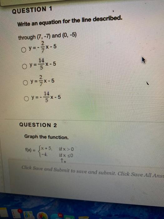 Solved QUESTION 1 Write an equation for the line described. | Chegg.com