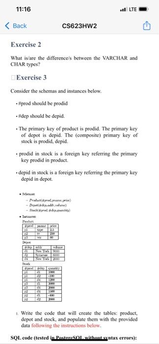 Solved What is/are the difference/s between the VARCHAR and | Chegg.com