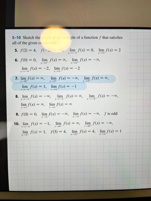 Solved 5-10 Sketch the graph of an example of a function f | Chegg.com