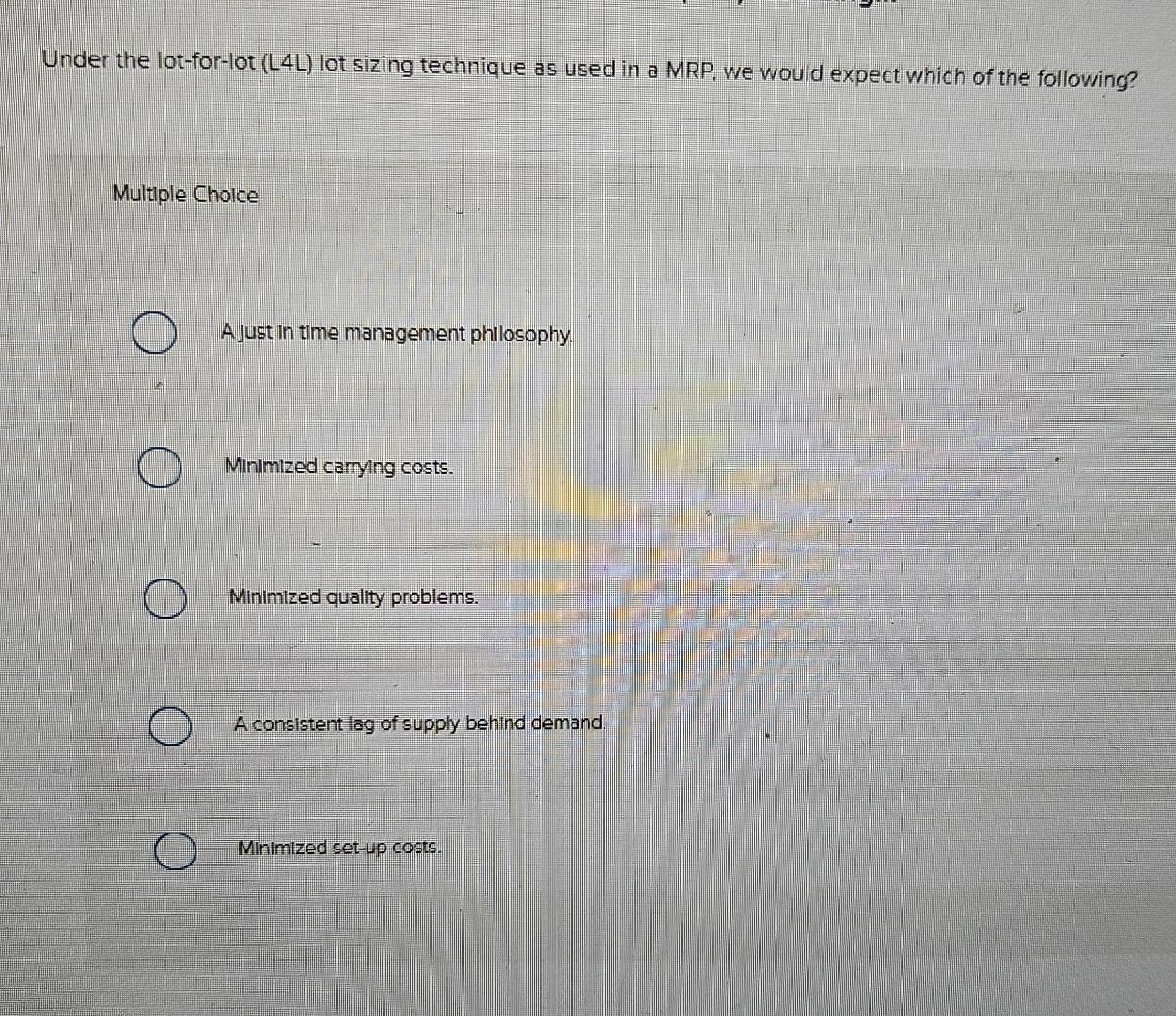 Solved Under the lotforlot (L4L) ﻿lot sizing technique as