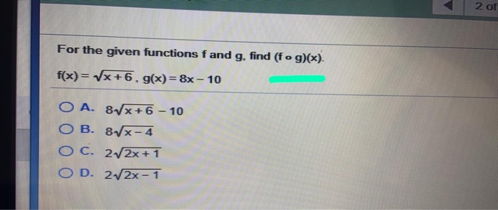Solved 2 Of For The Given Functions F And G Find fog x Chegg