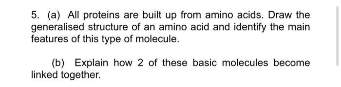 Solved 5. (a) All proteins are built up from amino acids. | Chegg.com