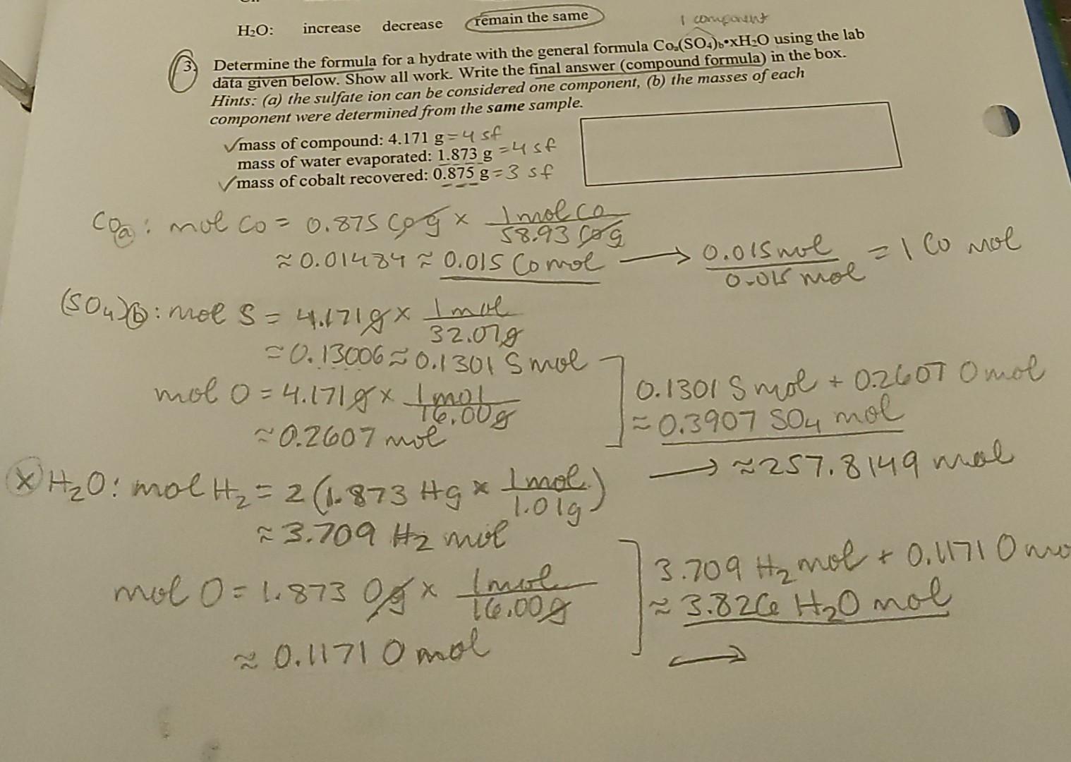 Solved 6 HO: increase decrease remain the same I Cardin | Chegg.com