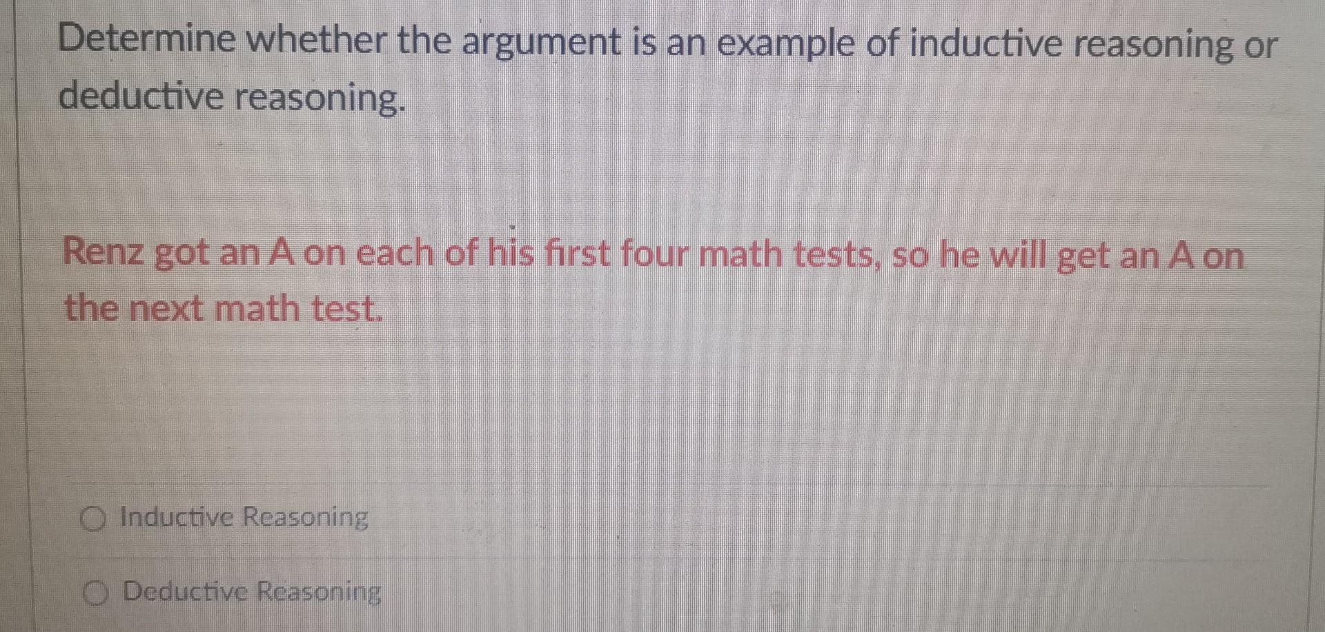 Solved Determine whether the argument is an example of | Chegg.com