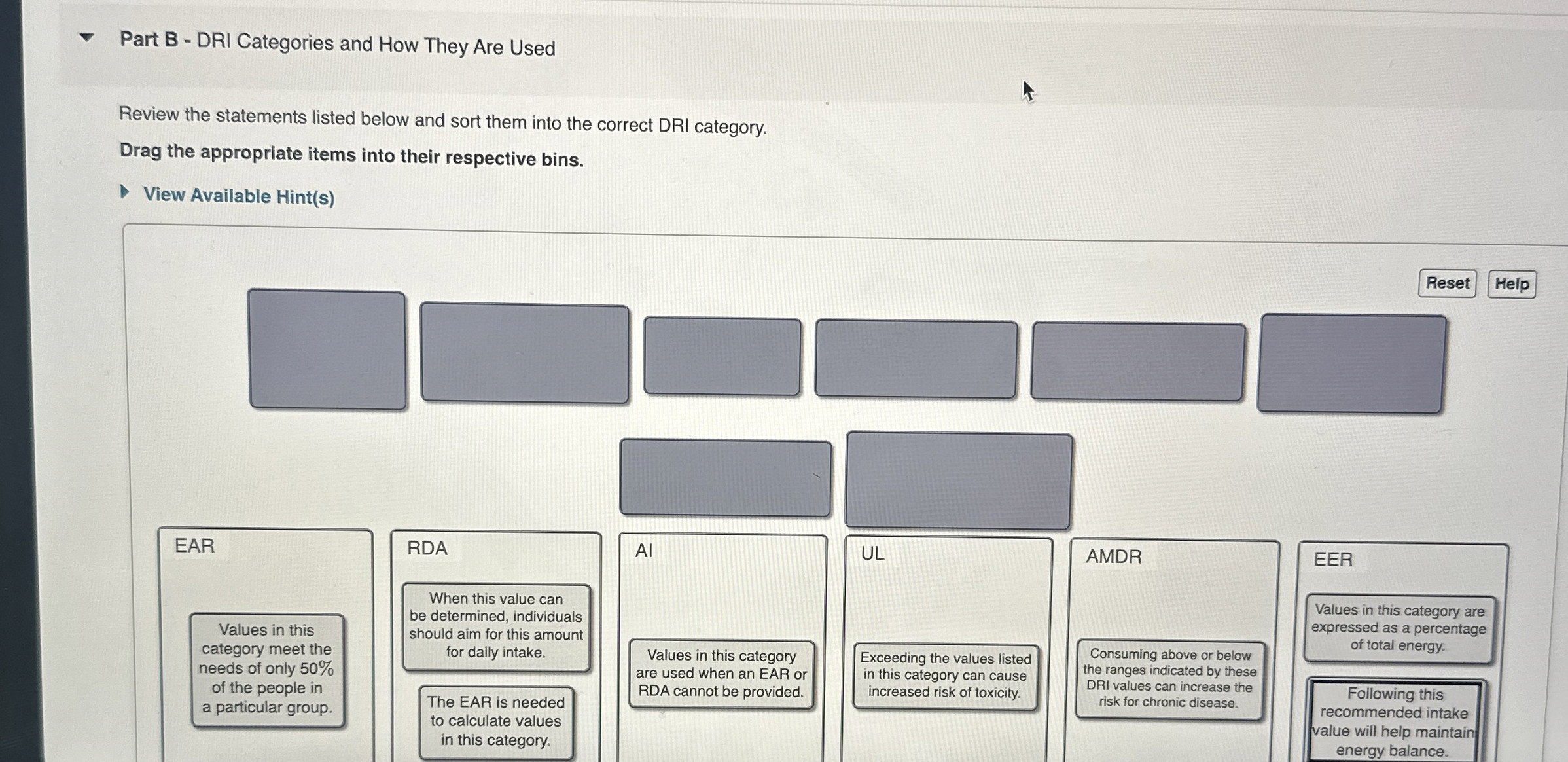 Solved Part B - ﻿DRI Categories and How They Are UsedReview | Chegg.com