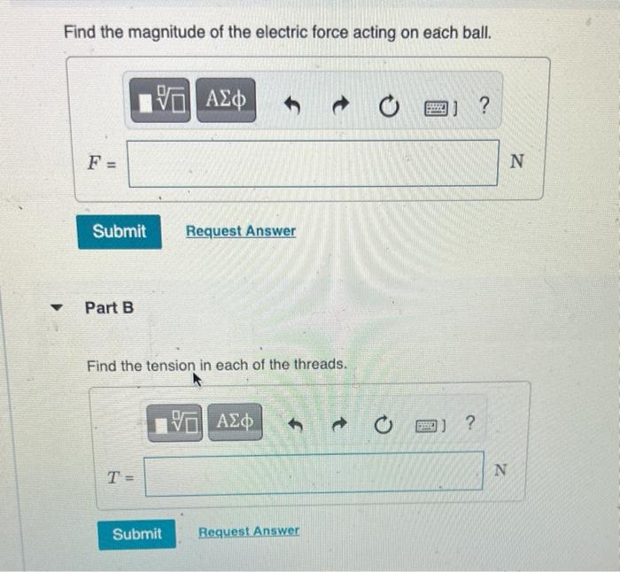 Solved Two small plastic balls hang from threads of