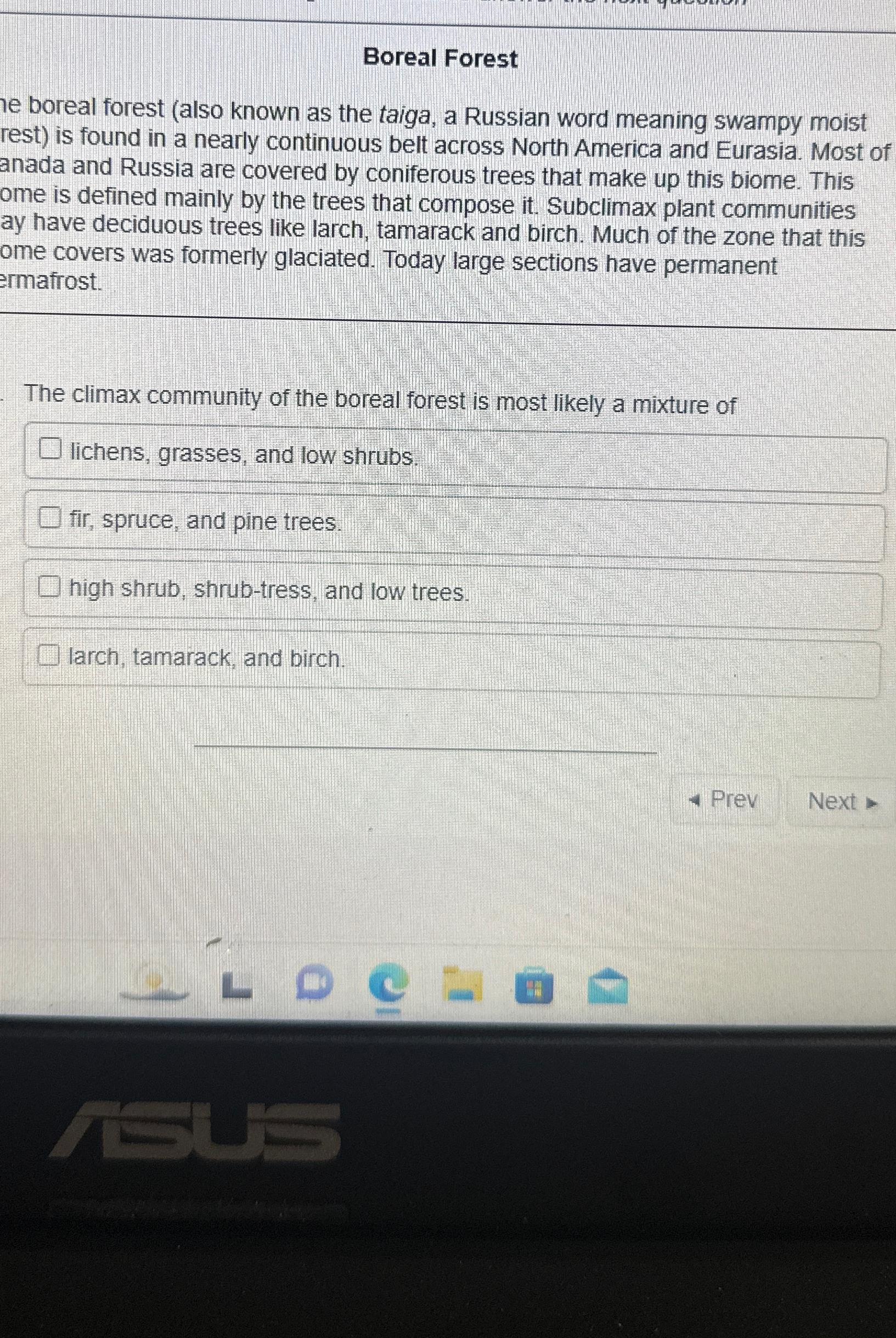 Solved Boreal Forestne boreal forest (also known as the | Chegg.com