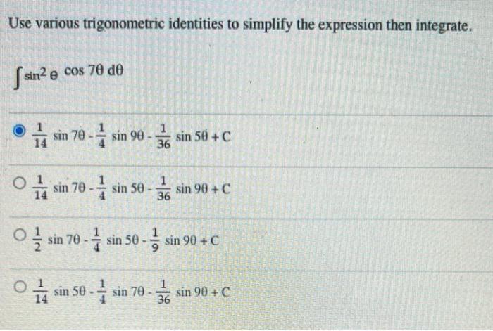 Solved Use various trigonometric identities to simplify the | Chegg.com