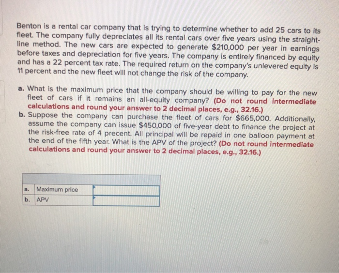 Solved Benton is a rental car company that is trying to