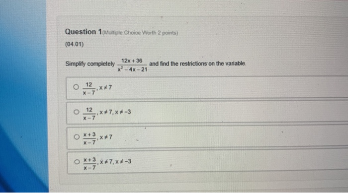 Solved Question 1(Multiple Choice Worth 2 Points) (04.01) | Chegg.com