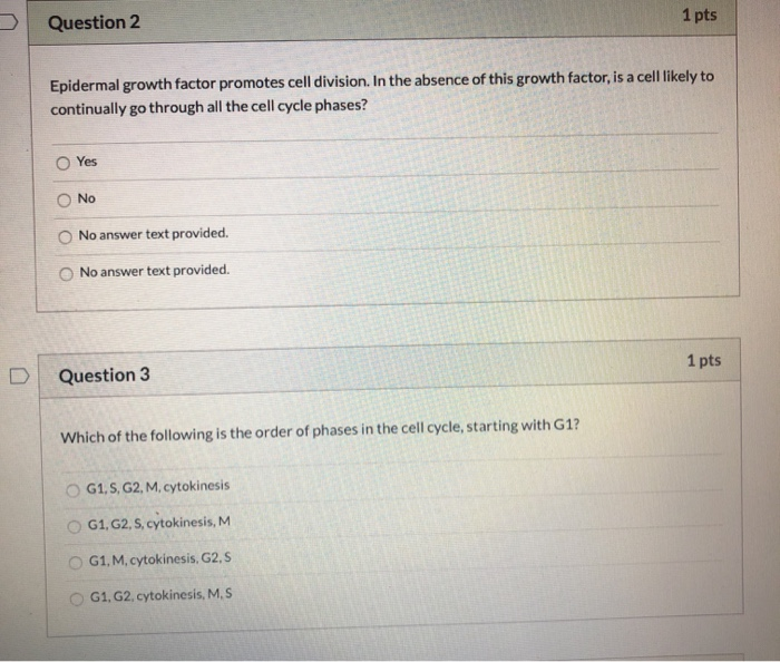 Solved Question 2 1 pts Epidermal growth factor promotes | Chegg.com