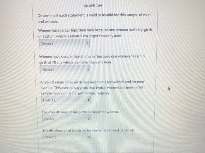 Solved Here is a distribution of hip measurements for a