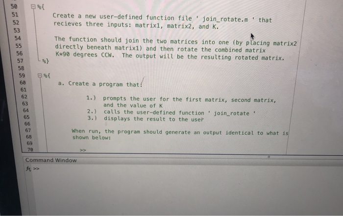 Solved %{ Create a new user-defined function file | Chegg.com