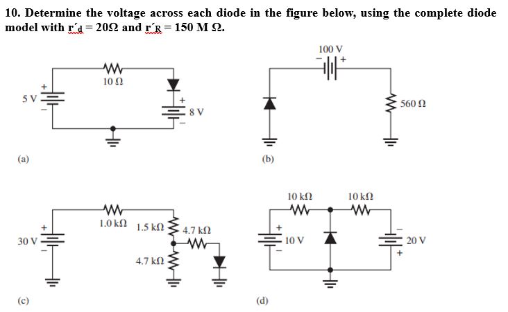 Solved Determine the voltage across each diode in ﻿the | Chegg.com