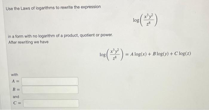 Solved Use the Laws of logarithms to rewrite the expression | Chegg.com