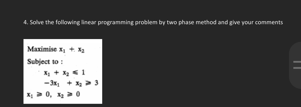 Solved Solve the following linear programming problem by two | Chegg.com