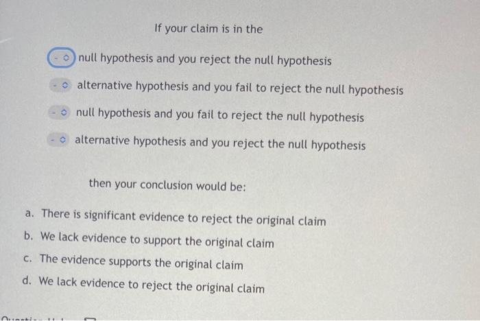 null hypothesis make claim about