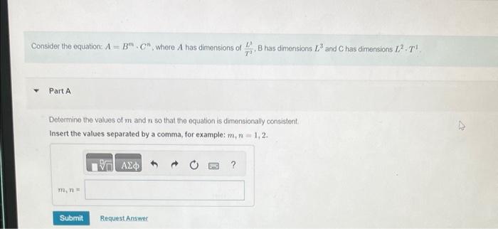 Solved Consider the equation: A=Bm⋅Cn, where A has | Chegg.com