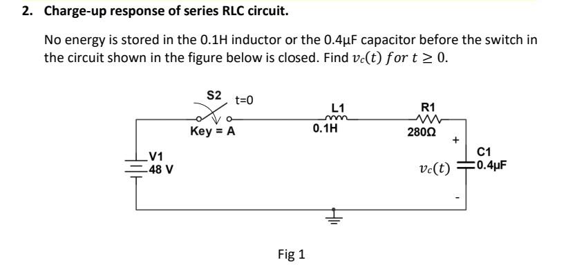 Solved 2. Charge-up response of series RLC circuit. No | Chegg.com