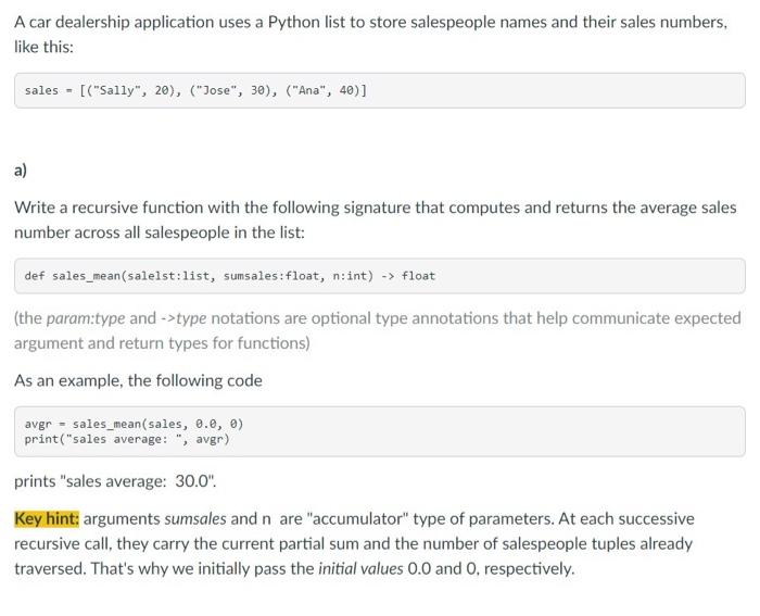 Solved A car dealership application uses a Python list to | Chegg.com