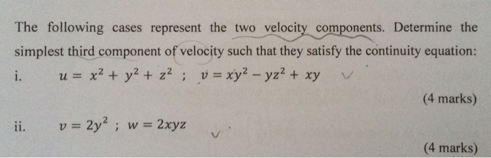 Solved The following cases represent the two velocity | Chegg.com
