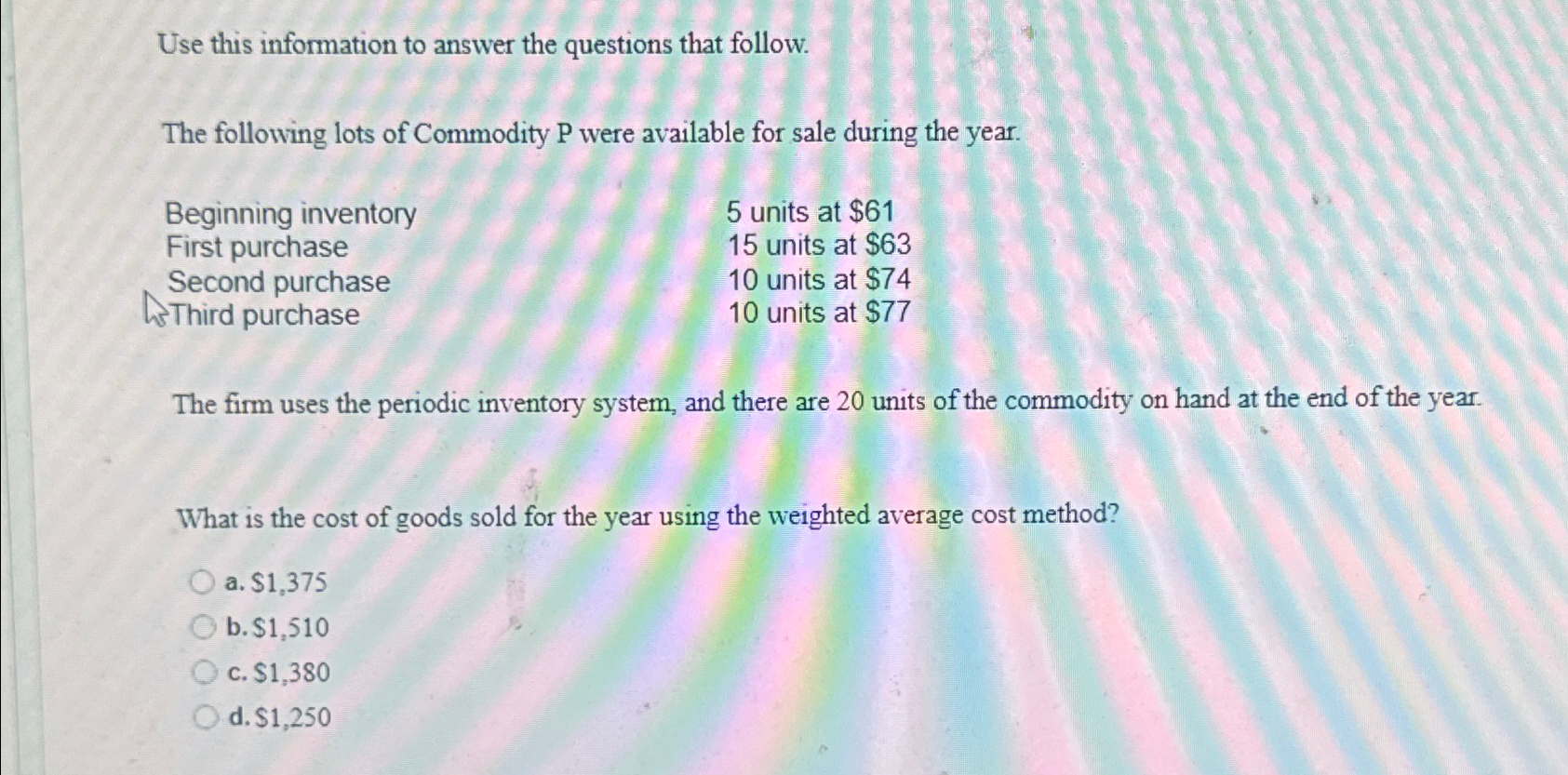 Solved Use this information to answer the questions that | Chegg.com