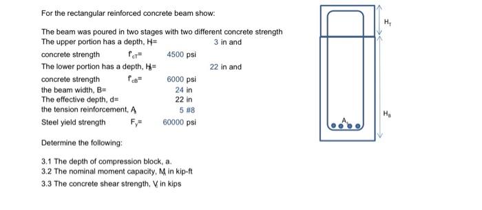 Solved For the rectangular reinforced concrete beam show: | Chegg.com