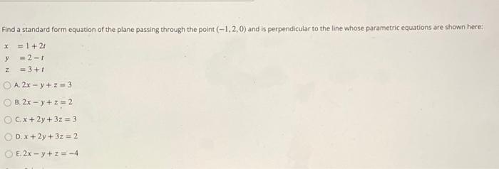 Solved X y z Find a standard form equation of the plane | Chegg.com