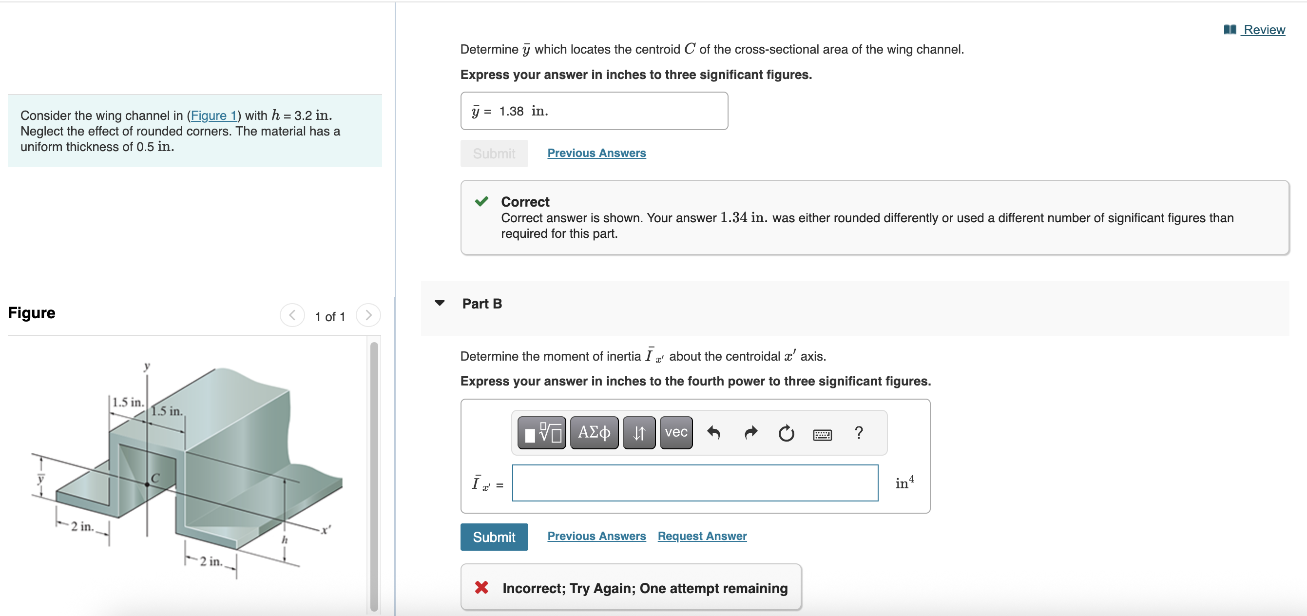 Winged Channel Solved Consider the wing channel in (Figure 1) with | Chegg.com