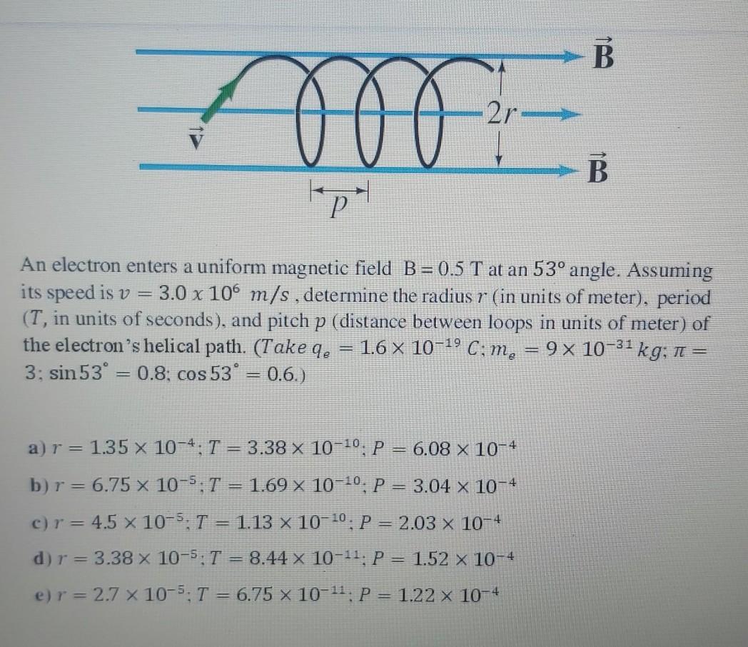 Solved B 3 2r- B An electron enters a uniform magnetic field | Chegg.com