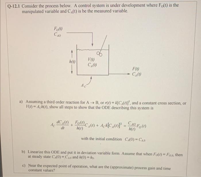 Solved -12.1 Consider the process below. A control system is | Chegg.com
