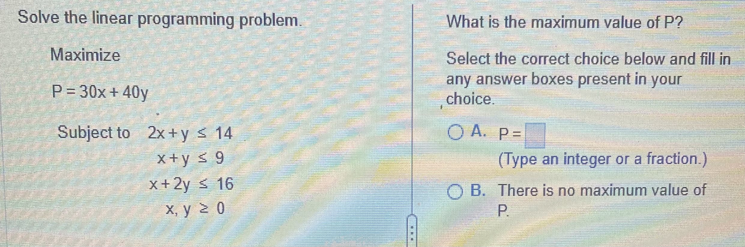 Solved Solve the linear programming | Chegg.com
