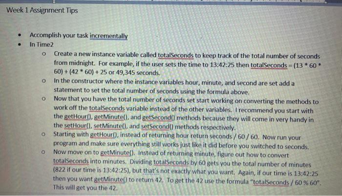 Solved ASSIGNMENT 1 INSTRUCTIONS Using the Time2.java and | Chegg.com